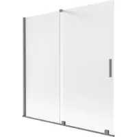 Mexen Velar Badewannenabtrennung 2-flügelig schiebbar 160 x 150 cm, mattiert, Gun Metal - 896-160-000-31-95