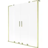 Mexen Velar L Duo Badewannenabdeckung 2-flügelig verschiebbar 150 x 150 cm, matt, gebürstetes Gold - 896-150-003-32-55