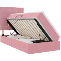 vidaXL LED-Speicherbett mit Matratze Rosa 90 x 200 cm Samt