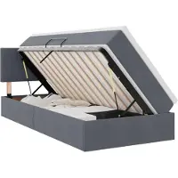 Syfax Aufbewahrungsbett mit Matratze Dunkelgrau 90 x 200 cm Samt