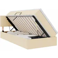 Syfax LED-Speicherbett mit Matratze Creme 100 x 200 cm Stoff