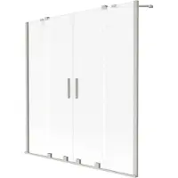 Mexen Velar Duo Badewannenfaltwand 2-flügelig, verschiebbar 150 x 150 cm, mattiert, gebürstetes Nickel - 896-150-000-32-97
