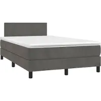 vidaXL Design Boxspringbett mit Matratze & LED Dunkelgrau 120x190 cm Samt, Klassische Betten 2024 Neu