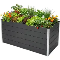 Floordirekt Hochbeet Kasos 150x70x75 cm, aus WPC, Aluminium & Stahl, Garten Hochbeet, wetterfest & rückenschonend mit offenem Boden gegen Staunässe