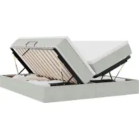Syfax Aufbewahrungsbett mit Matratze Hellgrau 180 x 200 cm Samt