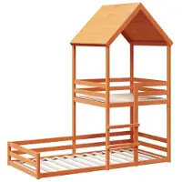 Prolenta Maison Exclusive - Etagenbett mit Dach Wachsbraun 80x200 cm Massivholz Kiefer