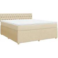 Syfax Boxspringbett mit Matratze Creme 180x200 cm Stoff