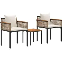 vidaXL Gartenmöbel Set mit Kissen Beige und Cremeweiß Poly-Rattan