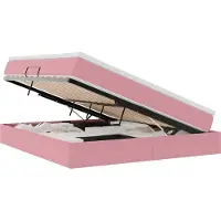 Syfax Aufbewahrungsbett mit Matratze Rosa 180 x 200 cm Samt