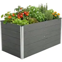 Floordirekt Hochbeet Delos aus WPC & Stahl, Garten Hochbeet 150x70x75 cm, extra stabil mit Aluminium-Eckprofilen & offenem Boden, wetterbeständig