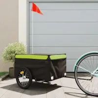vidaXL Möbel Fahrradanhänger Schwarz und Grün 45 kg Eisen - Fahrradanhänger &15596