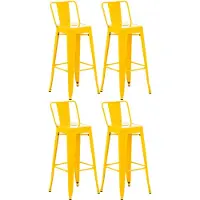 CLP Barhocker 4er Set mit Lehne im Industrial-Look Mason, mit Rückenlehne | Farbe gelb