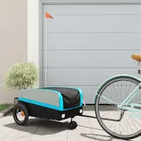 vidaXL Möbel Fahrradanhänger Schwarz und Blau 30 kg Eisen - Fahrradanhänger &40612