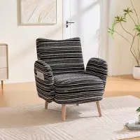 STILVORA Loungesessel mit Kreismuster und seitlicher Tasche, Beine aus Massivholz, Lesesessel für Wohnzimmer Schlafzimmer Büro, Schwarz