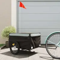 vidaXL Möbel Fahrradanhänger Schwarz und Grau 45 kg Eisen - Fahrradanhänger &25095