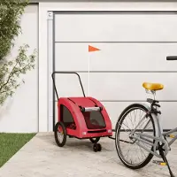 vidaXL Möbel Fahrradanhänger Hunde Rot Oxford-Gewebe und Eisen - Fahrradanhänger &31600