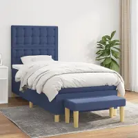 vidaXL Boxspringbett mit Matratze Blau 90x200 cm Stoff , Klassische Betten Design 2024