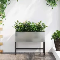 vidaXL "Rabatt" Garten-Hochbeet/Pflanzgefäß/Pflanzkübel - Gartenpflanzer Silber 60x26x45 cm Verzinkter Stahl - Beete CC24669