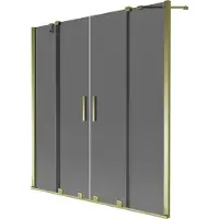 Mexen Velar Duo Badewannenfaltwand, 2-flügelig, 140 x 150 cm, grafit, gold - 896-140-000-42-50