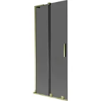 Mexen Velar L Badewannenwand 2-flügelig verschiebbar 85 x 150 cm, Graphit, Gold - 896-085-003-41-50