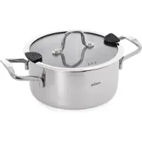 Orion | Schmortopf mit Glasdeckel - 20 cm - 3 l - Edelstahl-Kochtopf - Induktionsgeeignet - Spülmaschinenfest - VENICE