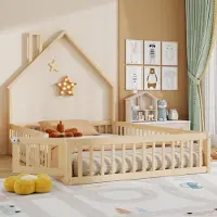 STILVORA Hausbett 140x200 cm mit Matratze Bettgestell Kinderbett mit Schornsteinform, Jugendbett mit Lattenrost, Kinderbett aus Kiefernholz, minimalistischer Stil, Natur