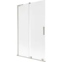 Mexen Velar L Badewannen-Faltwand, 2-flügelig, 110 x 150 cm, Frost, gebürsteter Nickel - 896-110-003-31-97