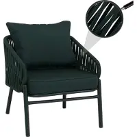 Mendler Aluminium-Gartenstuhl HWC-P90, Loungestuhl Sessel Outdoor, Seilgeflecht Rope Stoff/Textil (180g/m²) grün