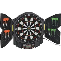 HOMCOM Elektronische Dartscheibe mit Tür Dart Scheibe Dartboard 216 Spiele