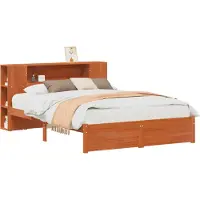 Syfax Bettgestell mit Aufbewahrungskopfteil Wachsbraun 140 x 190 cm