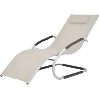 vidaXL Möbel Sonnenliege mit Kissen Aluminium und Textilene Creme - Gartenliegen 47778