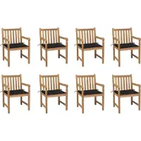 vidaXL Design Gartenstühle 8 Stk. mit Schwarzen Kissen Massivholz Teak, Gartenstühle 2024 Neu