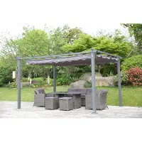 Angel Living 3X4M Pergola Grauem aus Aluminium Pavillon und Polyester Verstellbares Grau Dach
