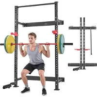 StarTech.com Power Cage / Power Rack - Wandmontiert Klappbar - 454 kg Belastbarkeit - Landminenhalterung - Verstellbare J-Haken - Klimmzugstange - Für Heimstudio