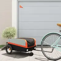 vidaXL Möbel Fahrradanhänger Schwarz und Orange 30 kg Eisen - Fahrradanhänger &46314