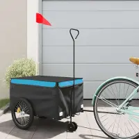 vidaXL Möbel Fahrradanhänger Schwarz und Blau 30 kg Eisen - Fahrradanhänger &38311