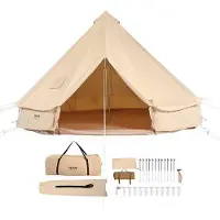 Merkloos Zelt - Camping - Canvas - Jurte - 4-6 Personen - Rundzelt - Wasserdicht - Camping - 4 x 4 m