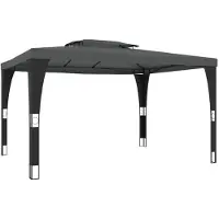 Syfax Pavillon mit Doppeldach Anthrazit 3,98x2,98 m Stahl