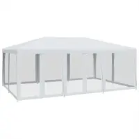 Syfax Partyzelt mit 10 Mesh-Seitenteilen Weiß 6x4 m HDPE