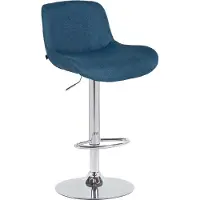 CLP Barhocker Solon Chrom höhenverstellbar und drehbar mit Rückenlehne blau Material Stoff
