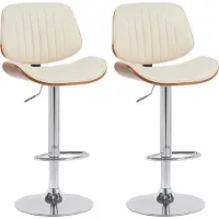 CLP 2er Set Barhocker Clawson Kunstleder chrom - walnuss/creme