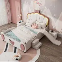 MODFU Etagenbett Stockbett 90/140x200 Jugendbett mit Ausziehbett 90x190, Doppelbett Metallrahmen für drei Kinder inkl.1* Matratze und Fallschutz, Weiß
