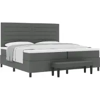Syfax Boxspringbett mit Matratze Dunkelgrau 200 x 200 cm Stoff