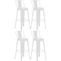 DELUKE 4er Set Barhocker LEKEL - Metall Weiß 44x43x96 cm | Barstuhl Mit Lehne Tresenhocker Tresenstuhl Kneipenhocker Kneipenstuhl