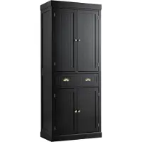 Costway Küchenschrank aus Holz, Buffetschrank mit Verstellbarer Regalen, 4 Türen & Schubladen, Hochschrank Küchenbuffet 76 x 40 x 183cm, Schwarz