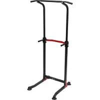 StarTech.com Multifunktion Power Tower - Klimmzug- & Dip-Station - Tragkraft 150 kg - Höhe 165–210 cm (10 Stufen) - Breite 82 cm - Basisabstand 75 cm - Schwarz/Rot