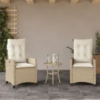 vidaXL Design Gartensessel mit Kissen 2 Stk. Verstellbar Beige Poly Rattan, Gartenstühle 2024 Neu