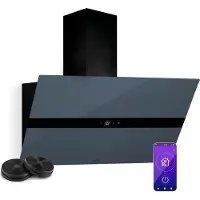 Klarstein WiFusion Dunstabzugshaube - 90 cm Abzugshaube, WLAN-Steuerung, 690 m³/h Luftstrom, A++ , LED Beleuchtung, Touch-Bedienfeld, Schwarz, Abluft & Kohlefilter