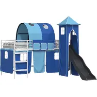 Syfax Kinderloftbett Uni Weiß und Blau 100 x 200 cm Metall