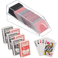 Relaxdays 2 x Kartenschlitten, Kartenspender mit 6 Decks, Blackjack Zubehör, HxBxT: 10 x 10 x 29 cm, transparent/schwarz